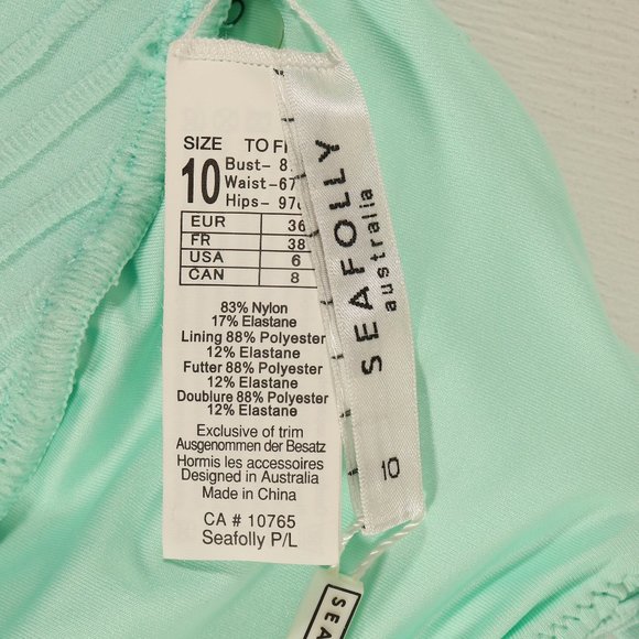 NWT Seafolly Freshwater Crop Top in Fresh Mint - Picture 8 of 10